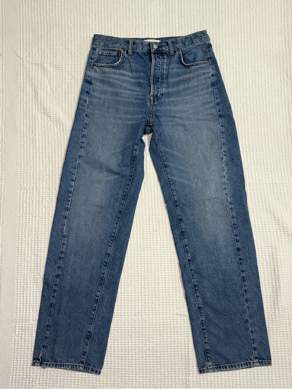Madewell Pieced Barrel Leg Jeans Women’s 27 High Rise Button Fly Medium Wash